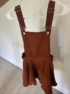 Rust Brown Knit Overall Skirt with Adjustable Straps